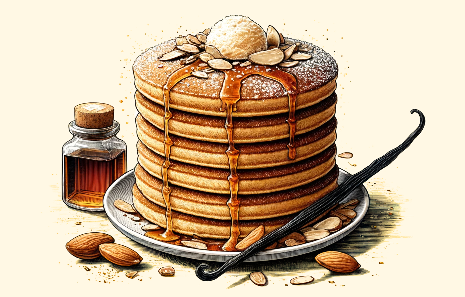 Whole Wheat Vanilla Almond Pancakes