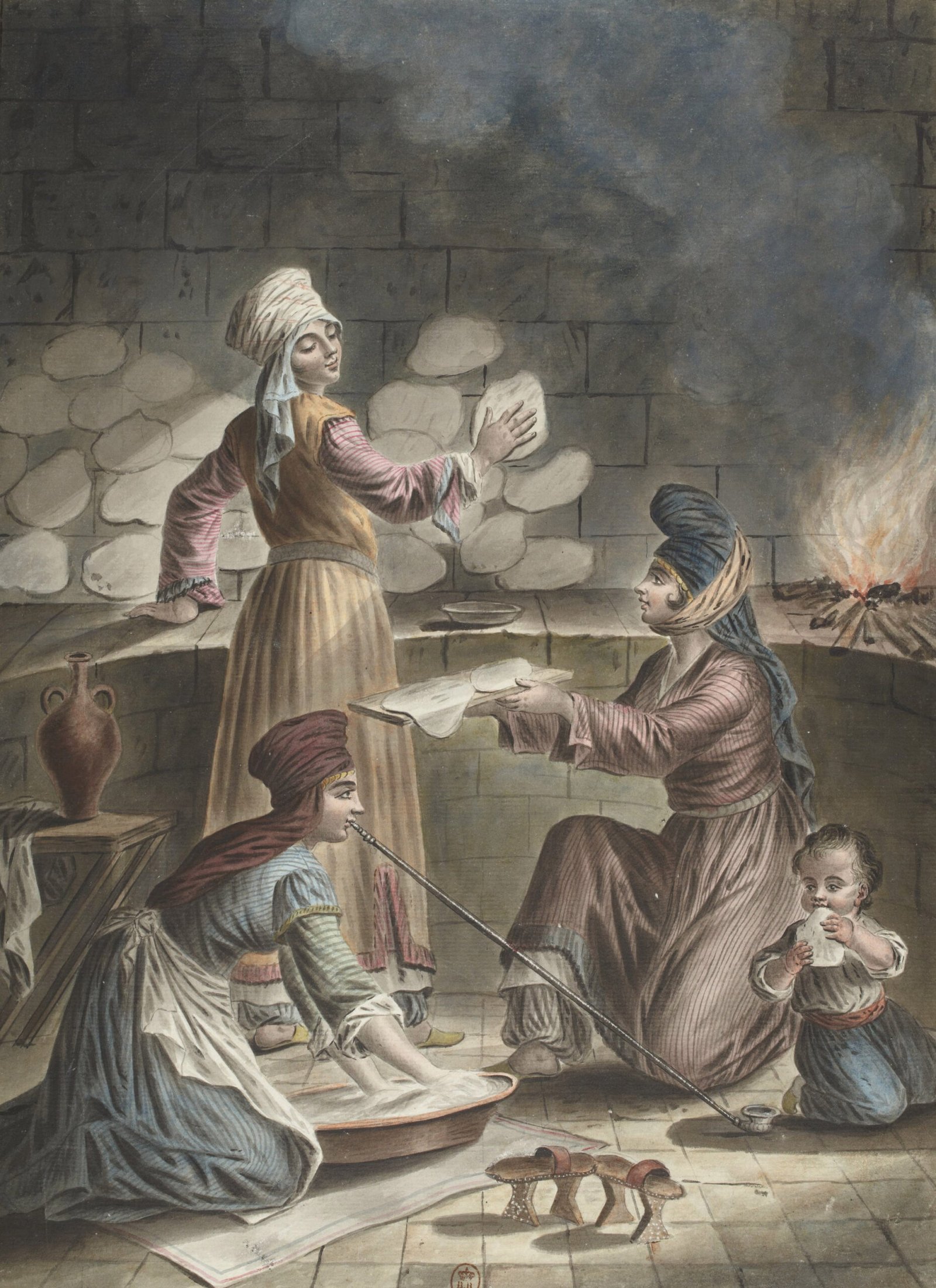 Francois Marie Rosset Femmes Turcs turques de Serquin leur maniere de faire leur pain Syrie 1790 scaled